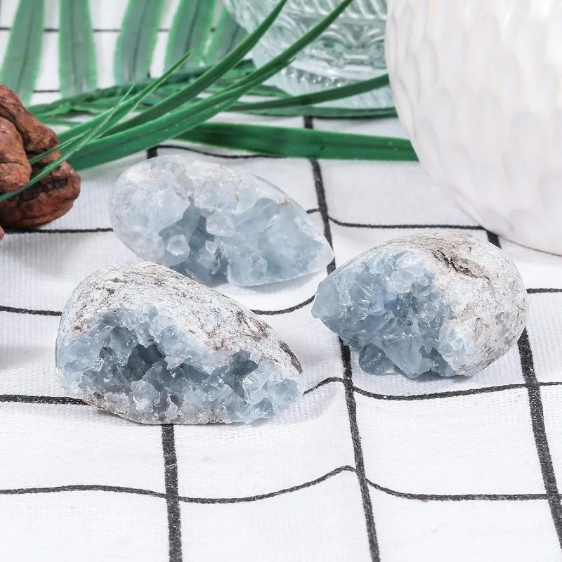 

400-1000g Large Natural Celestite Crystal Cluster Sky Blue Geode Rough Mineral Blue Celestite Geode For Healing Decoration