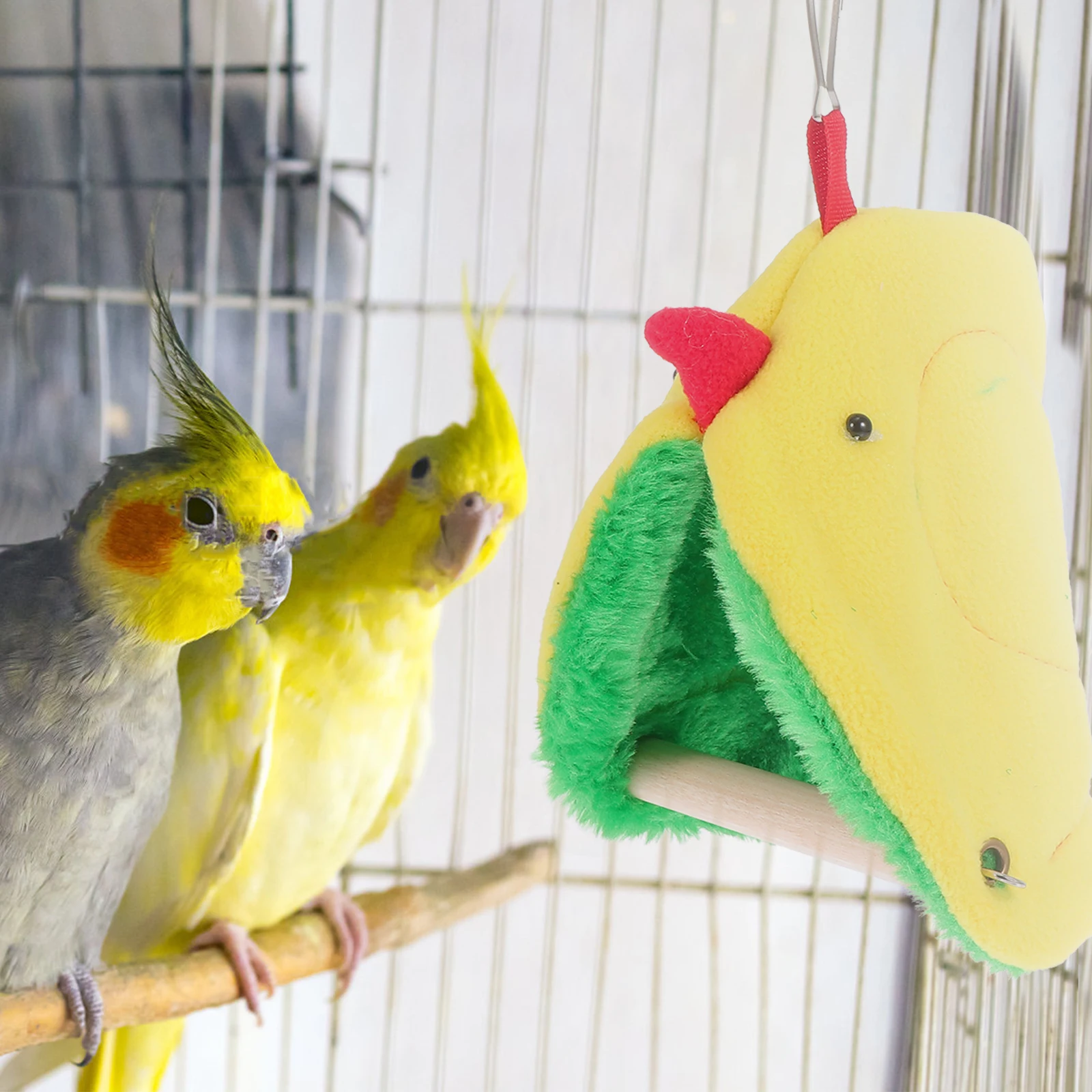 

2 Sets Triangle Parrot Cage Green Nest Warm Breathable Durable Pet Rest Place Washable Quick Dry Indoor Outdoor