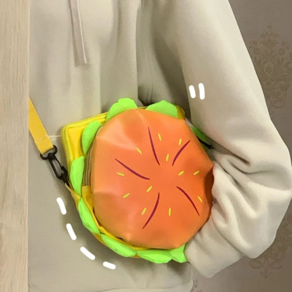 Stylish Hamburger Daypack Laptop Storage Zipper Portable Casual Tote PU Cheeseburger Backpack for Unisex Travel Outdoor Vacation