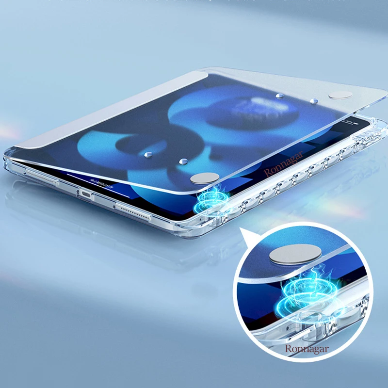 Funda con Portalápices para iPad, carcasa transparente de acrílico con rotación de 10,2 ° para iPad 10, 2, 7, 8, 9. ª generación, 360 pulgadas