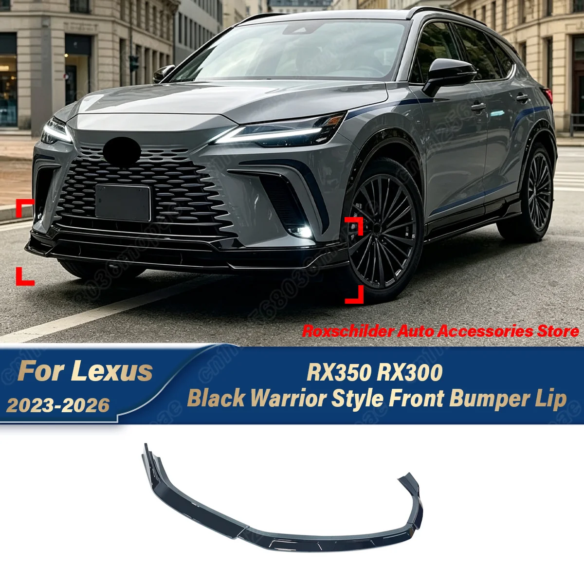 For Lexus RX350 RX300 2023 2024 2025 2026 Car Front Bumper Spoiler Lip Black Knight Style 3PCS Front Lip Body Modification Kit