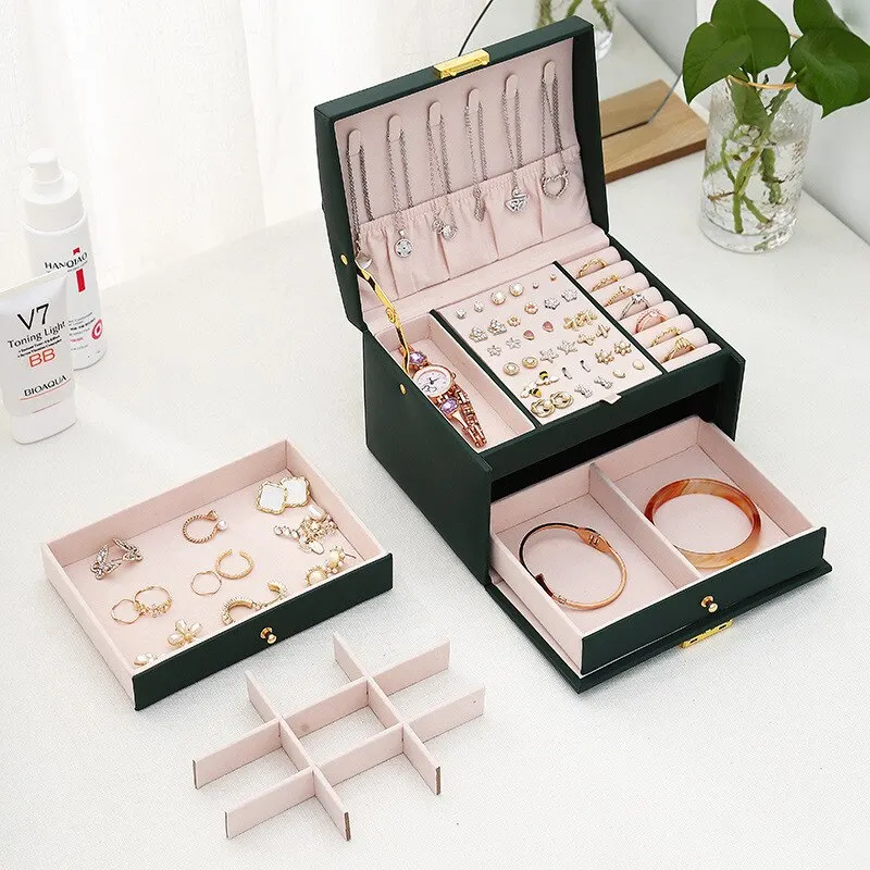 Multi Functional Leather Jewelry Box, Elegant Storage