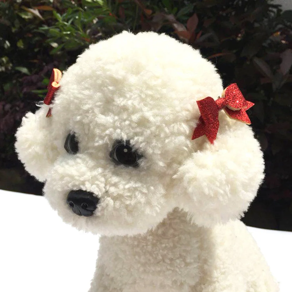 

20pcs Pet Headdress Hair Clips Dog Accessories Decorative Bowknot Hairpins Durable PU Pet Hairpins for Daily Use Gifting