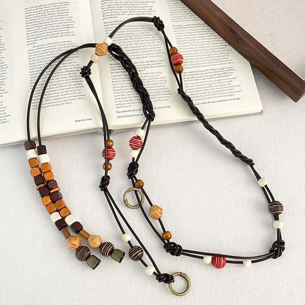 Винтажный ремень из смолы с деревянными бусинами, регулируемый плетеный пояс из искусственной кожи в этническом стиле, джинсовый декор, коричневый ретро-цепочка с кисточками на талии для женщин