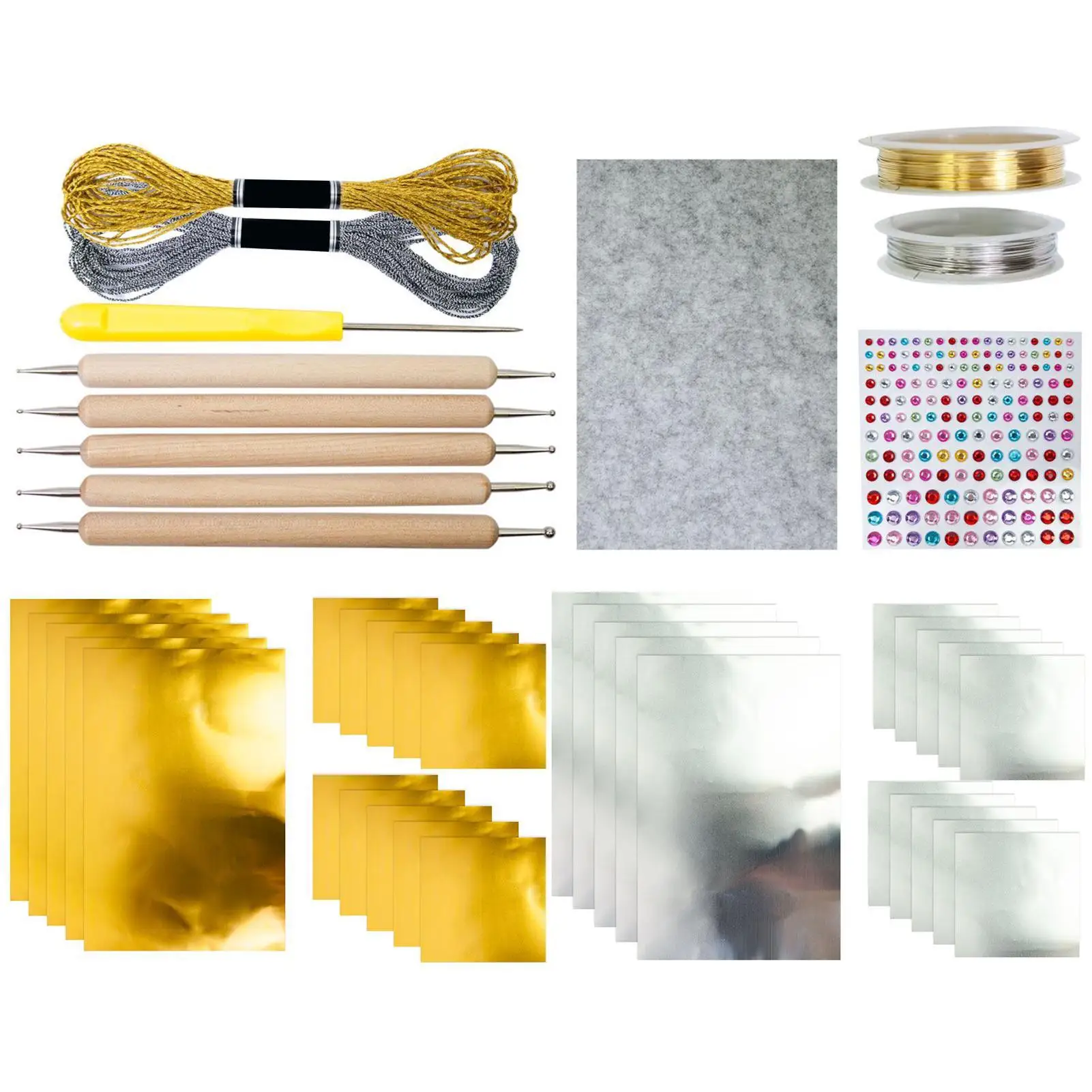 15PCS Handmade Foil Paper Craft Kit With Shimmer Metal Embossing Art Kit For Handmade Art Painting, Carving, Embossing