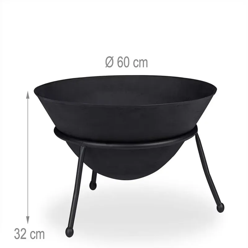 Garden Backyard Patio Outdoor Fire Pit Bowl Steel Round Metal Smokeless Wood Burning Camping BBQ BBQ Grill