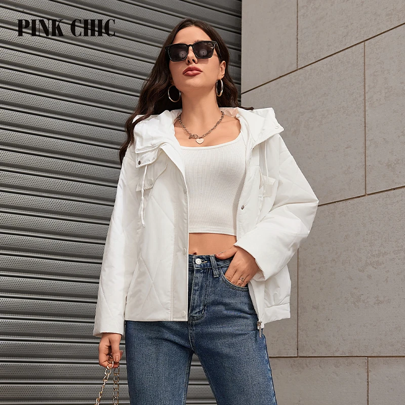 PINK CHIC 2024 New Arrivals Spring Young Fashion Short Thin Cotton Women\'s High Quality Urban Women\'s Track Jacket S3018