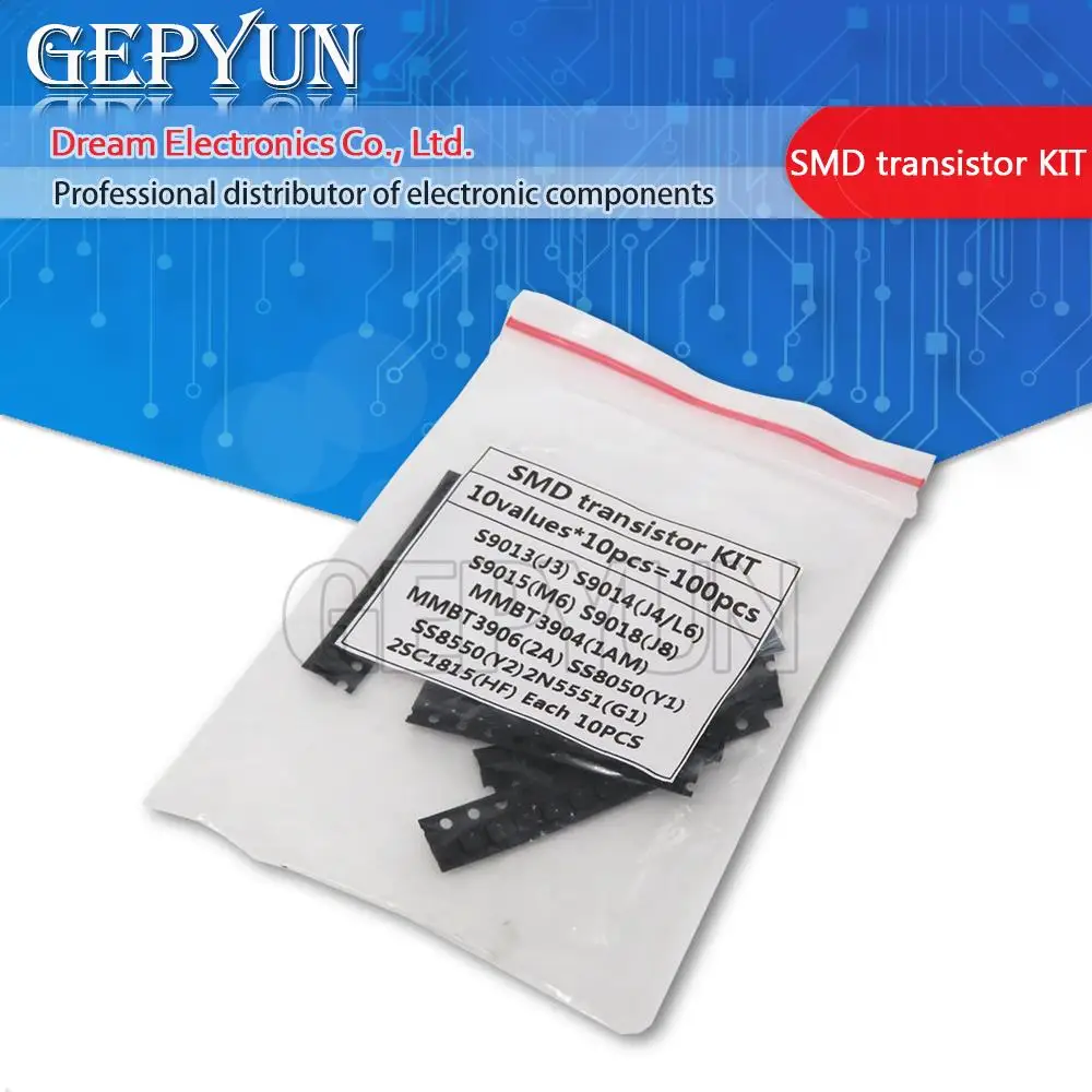 10 Arten X10 Stück = 100 Stück SOT-23 SMD-Transistor-KIT S9013 S9014 S9015 S9018 MMBT3904 MMBT3906 SS8050 SS8550 2N5551 2SC1815