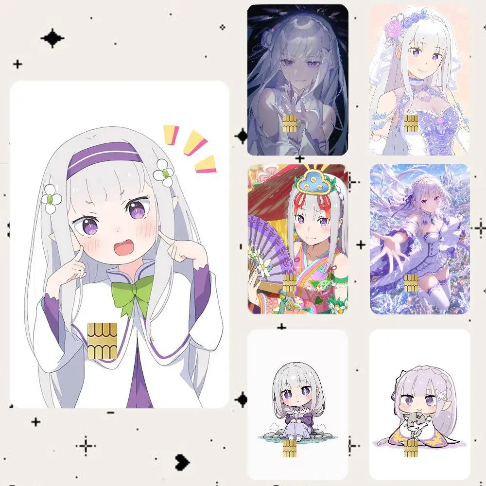 Emilia chibi  HD Waterproof Card Skins Protective Stickers for Credit Bank Game Cards