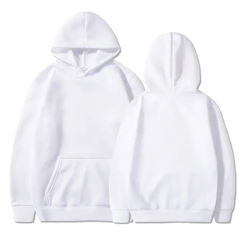 White Hoodies Men Women Autumn Long Sleeve Pullover Tops Unisex Casual Pocket Hoodies Unisex Outer Loose Sport Wear