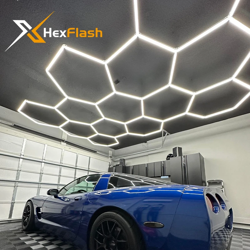 Cutomized Honeycomb LED Car Detailing Ceiling Light Hexagon Garage Light for Showroom 4S Workshop Barber DIY Fun Dropshipping