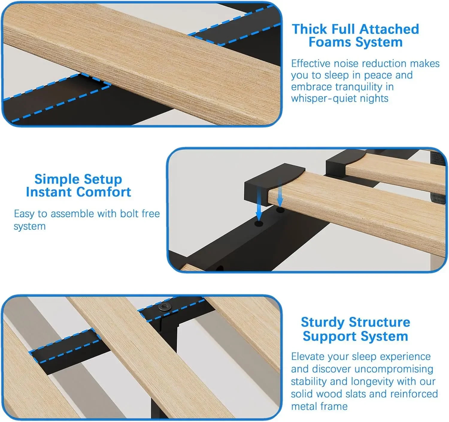 Full Size Bed Frame with 4 Storage Drawers,RGB LED Light,Charging Station,Adjustable Headboard,Slats Support