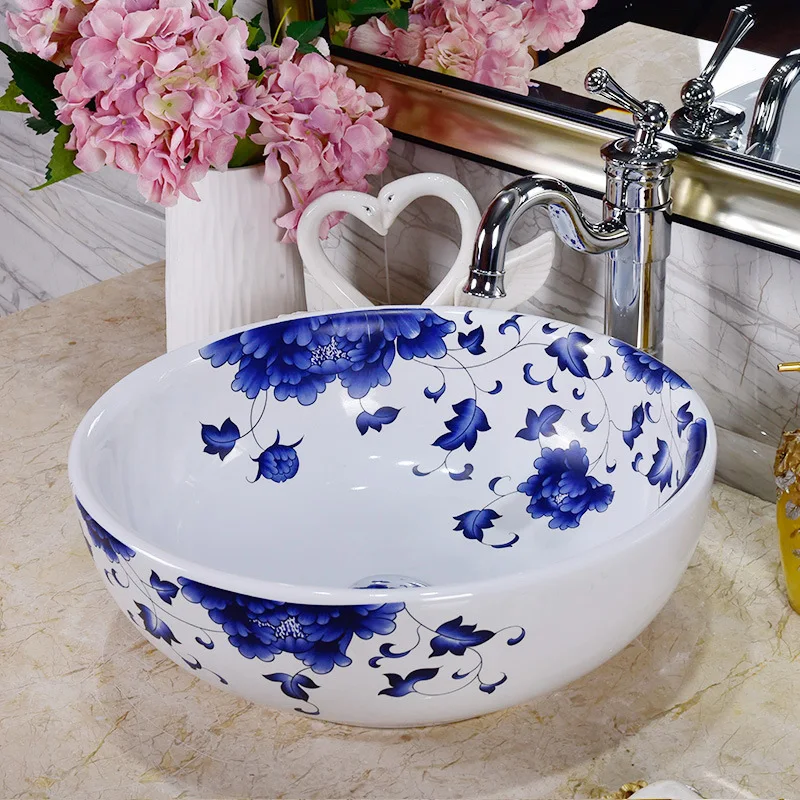 Increase widen Handmade porcelain wash basin Europe Vintage Style Lavobo Ceramic Countertop Bathroom Sink Washbasin