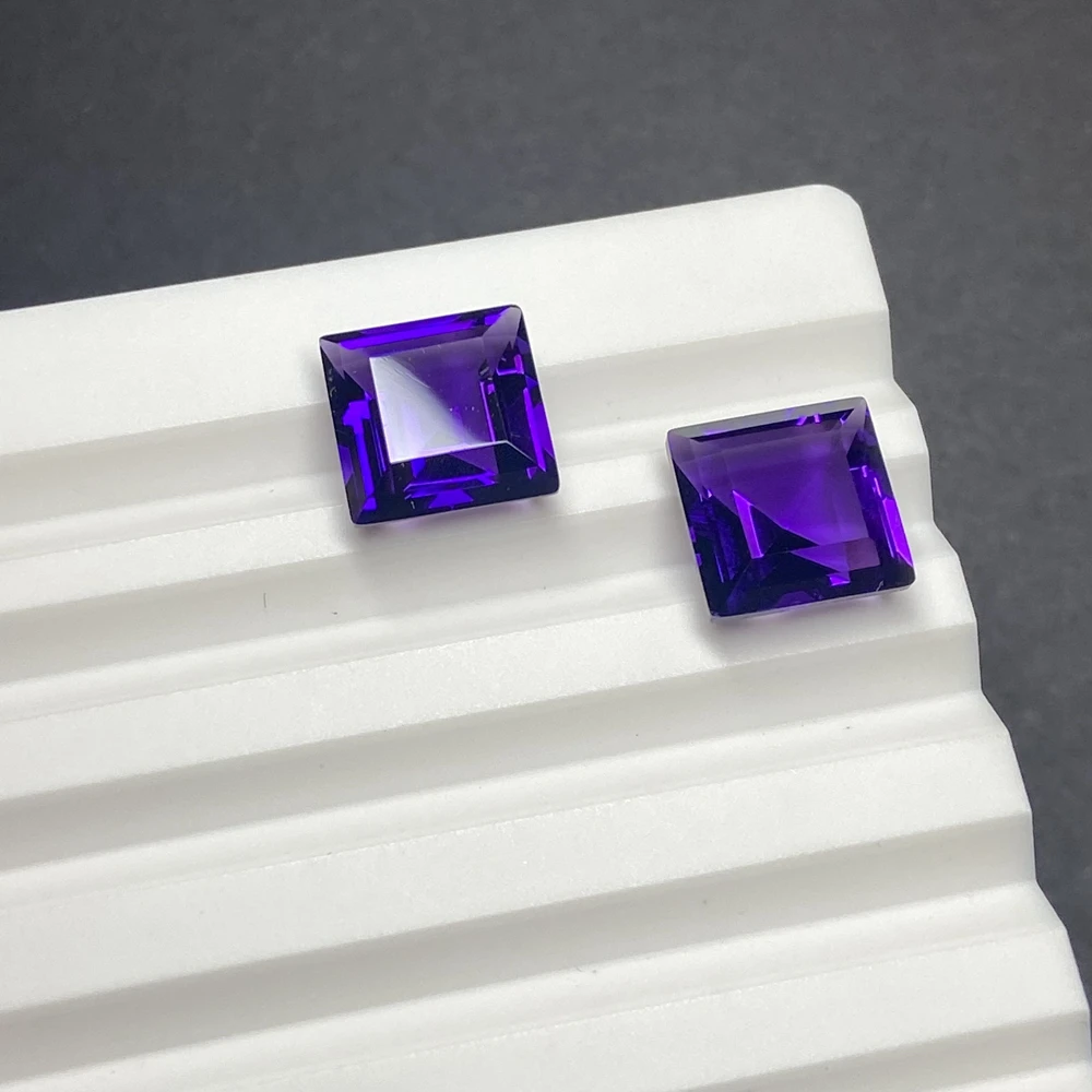 Meisidian AAA Quality Square 10x10mm  4.2 Carat Original South Africa Natural Amethyst Gemstone