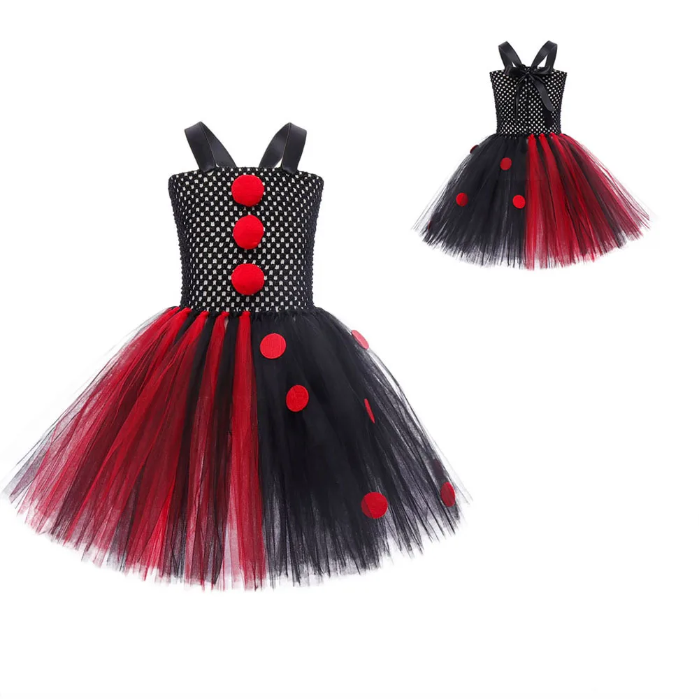 子供のためのハロウィーンのチュチュドレス,ピエロの復活,赤いヘアボール,ロールプレイング,パフ,ハロウィーン