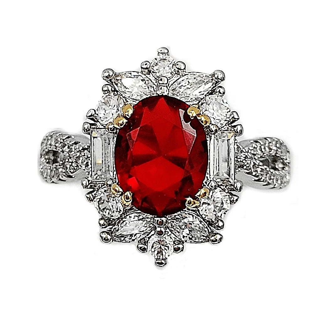 

Gorgeous Marquise and Baguette Shaped Stone Accent Red Oval Adjustable Rings for Women Fashion Pageant Bridesmaids Parties Prom