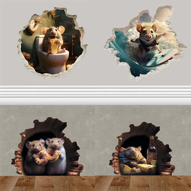 

Eating Mouse On Toilet In Mouse Hole Vinyl Sticker, Used for Toilet Lid, Wall, Door, Cabinet, Window, Car Decoration