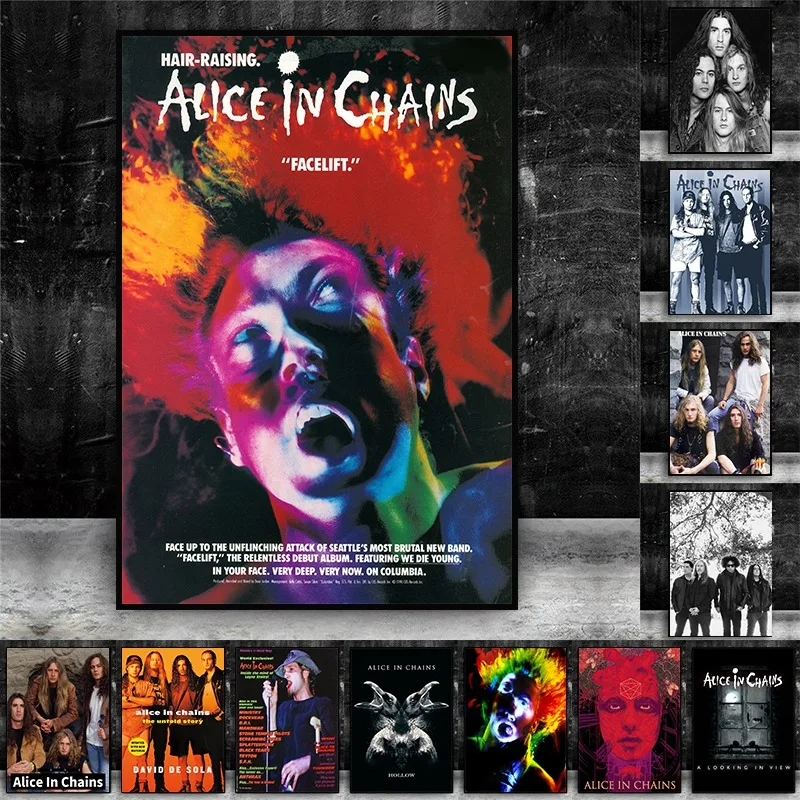 Alice In Chains Poster Classic Band Art Canvas and Prints Canvas Painting Wall Art Picture for Bar Cafe Bedroom Home Decoration