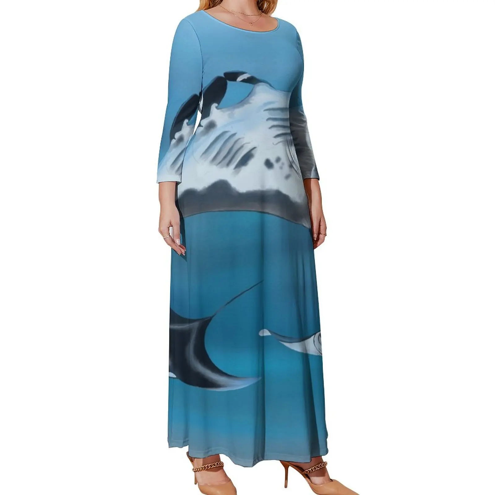 

Manta rays swimming happily in the ocean Long Sleeved Dress elegant evening dresses for women 2024 birthday dress for women