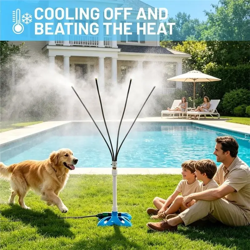 DTA4-1Set Patio Vertical Misting Cooling System 83-Centimeter Misting System With Nozzles,Yard Cooling System EU Plug