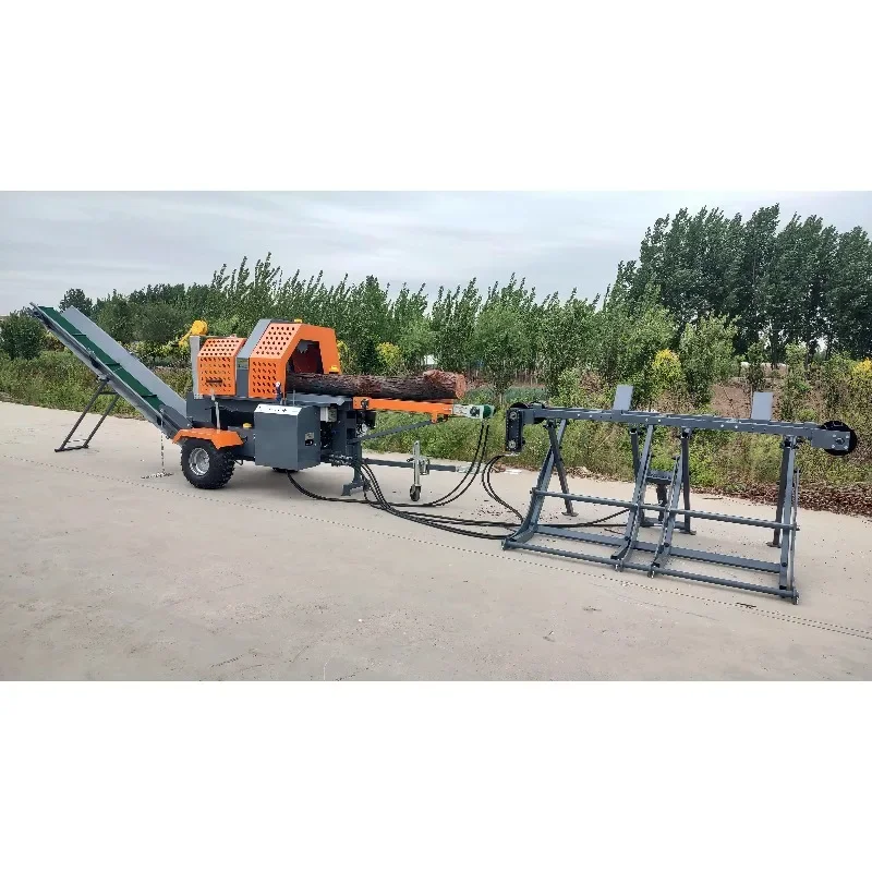 CE Automatic Commercial Fire Wood Processor  Engine Log Splitter Portable Wood Cutter and Splitter with Joystick