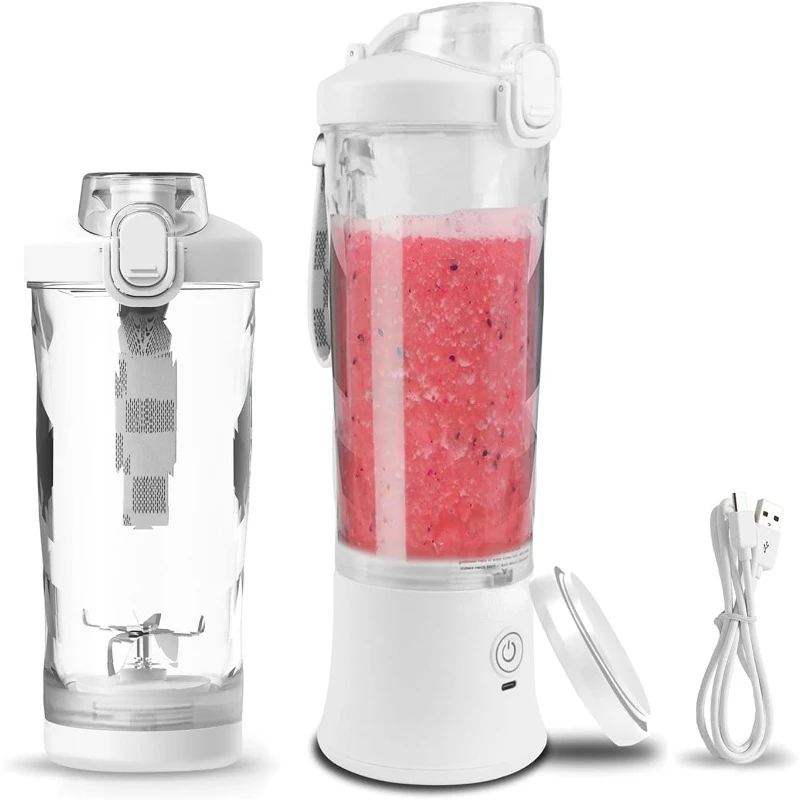 Portable Blender, Personal Blender for Smoothies and Shakes with 6 Stainless Steel Blades, 20 oz (600 mL) Travel Blenders Type-C