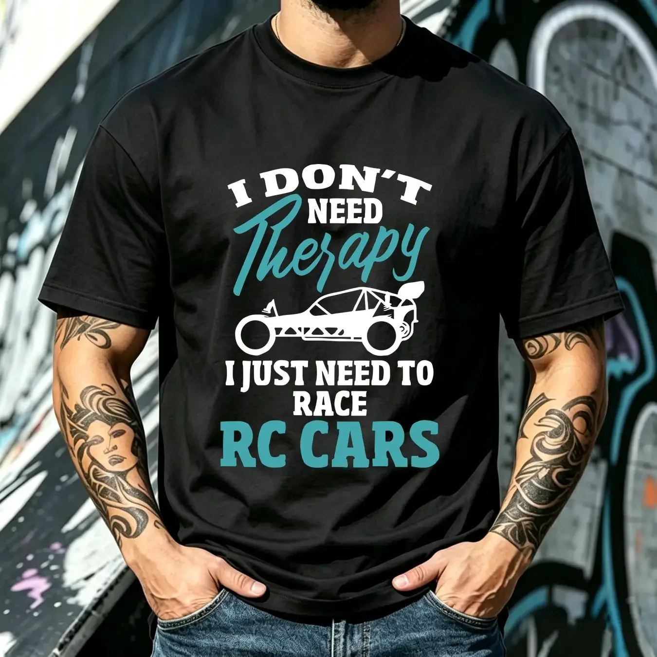washed T Shirt Inktastic RC Radio Control Car Funny Therapy Competition Rally Mens vintage Washed fashion Unisex Slightly