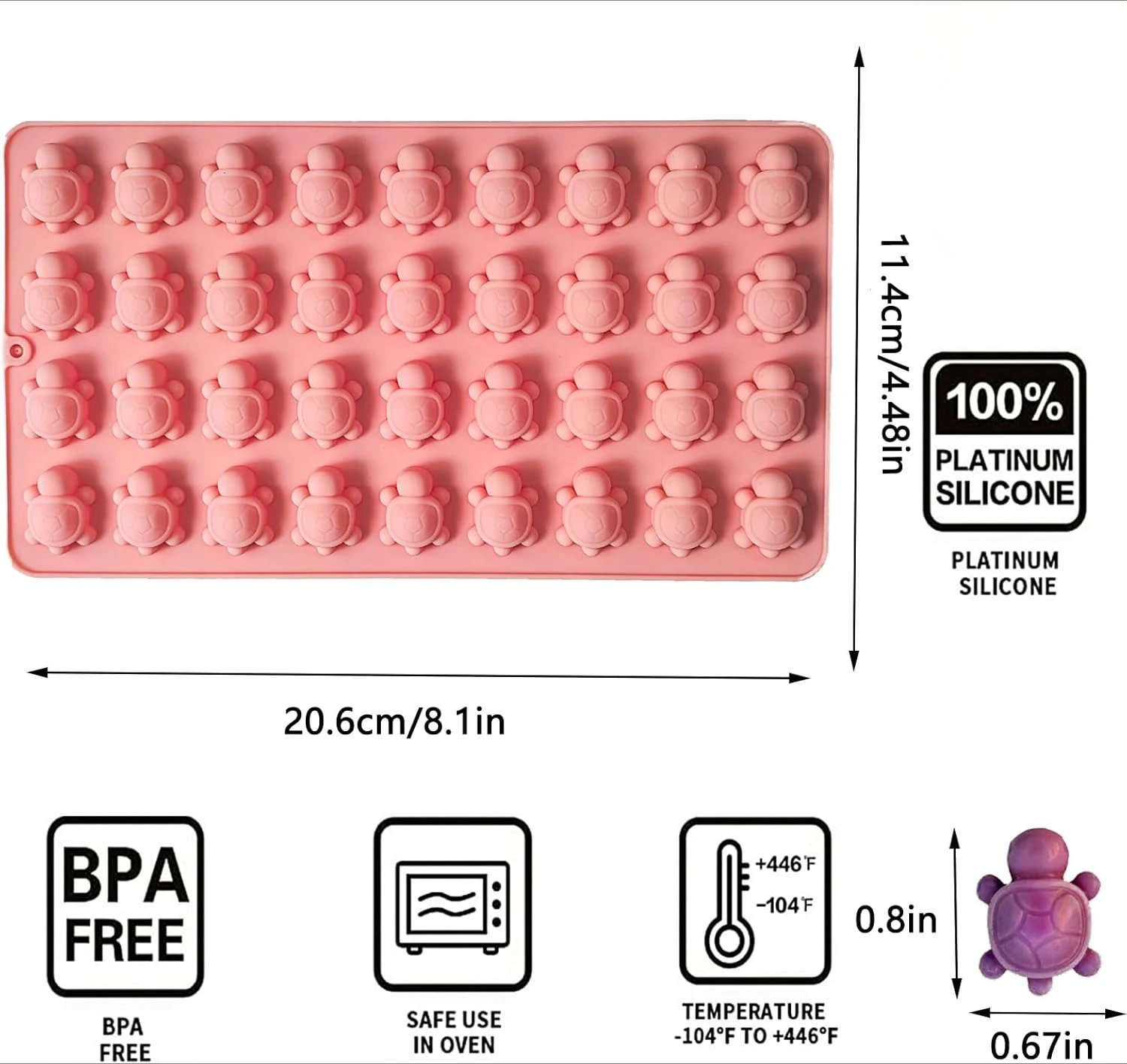 72-Cavity Sea Mini Turtle Chocolate Candy Molds Tortoise Sea Animal Gummy Jello Wax Resin Mold for DIY Baking Cake Decoration