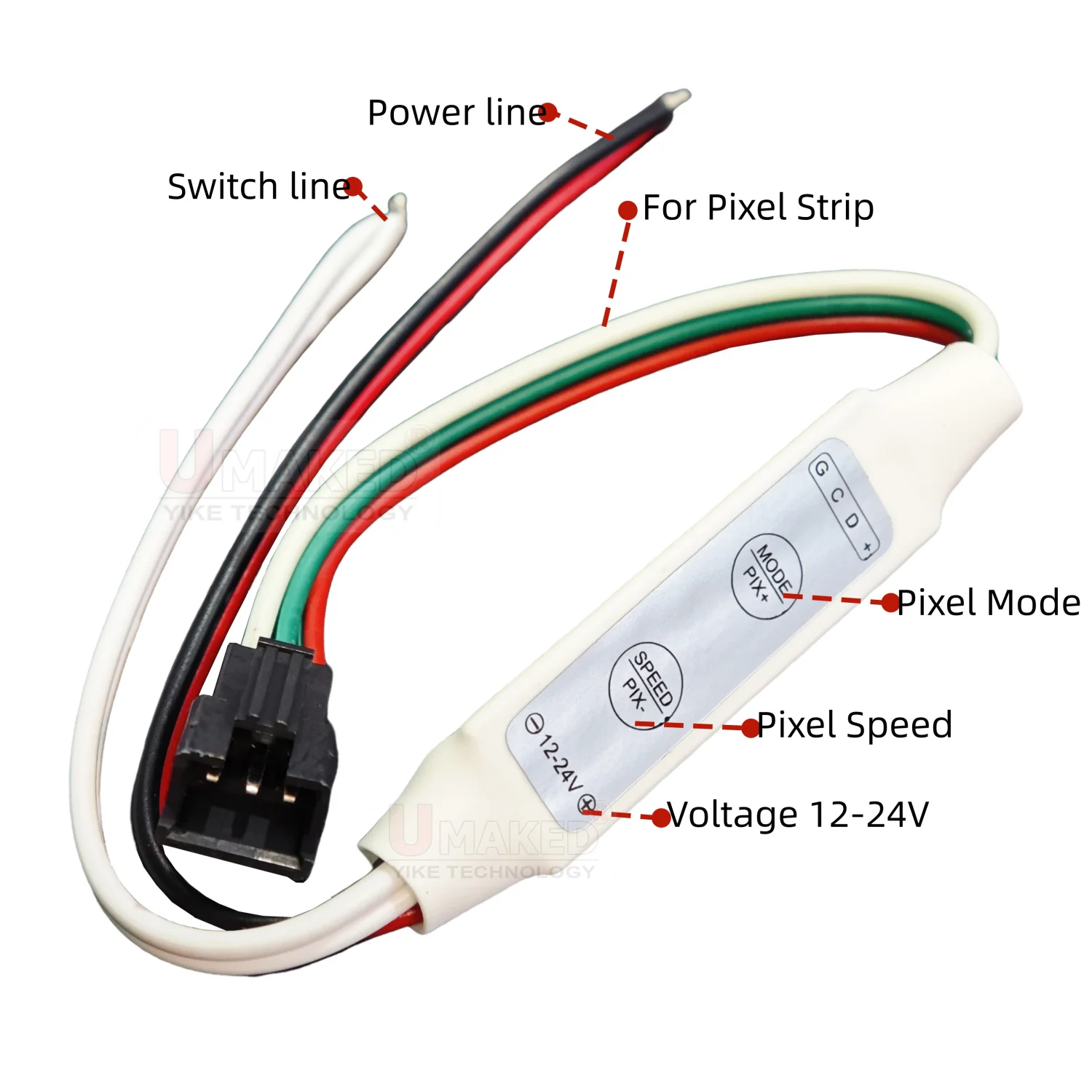 2pcs 3pins strip control Flow Controller Simple Mini 2-Key LED Chasing Bar Light Dimmer Max 1024 Pixel Flowing Lamp Tape Control