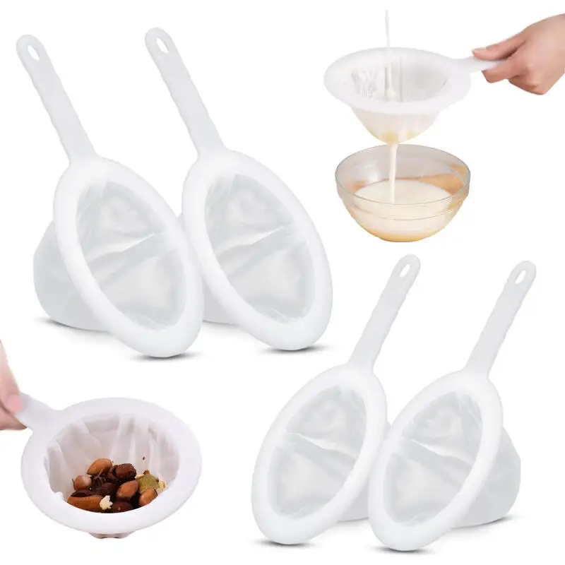 1~10PC Nylon Ultras-fine Filter Mesh Sieve Soy Juice Coffee Milk Food Strainer Spoon Kitchen Gadgets 100/200/300/400 Mesh Filter
