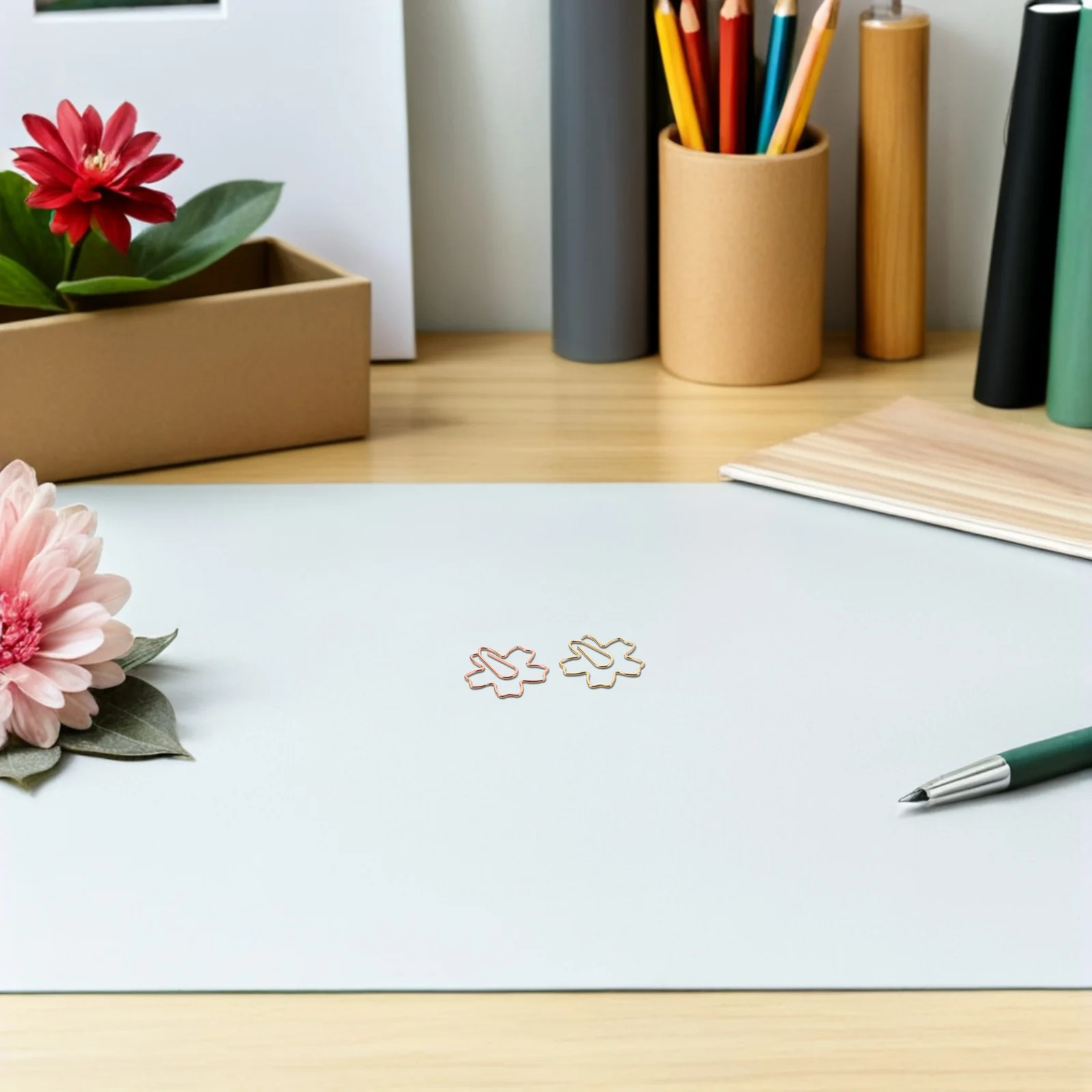 

60Pcs Metal Cherry Blossom Paperclips Bright Attractive Bookmark Organizers for Documents and Notes Metal Clips Clamps