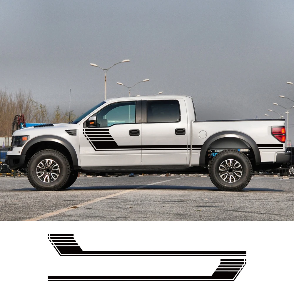

Car Stickers Long Stripe Car Side Door Skirt Sticker Self-Adhesive Auto Vinyl Decal Decoration For Ford Pickup Raptor F-150 F150