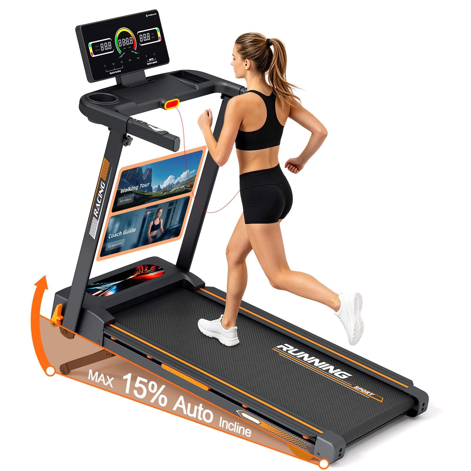 Home Gym Custom - Esteira Dobrável 3.0HP, Inclinação Automática de