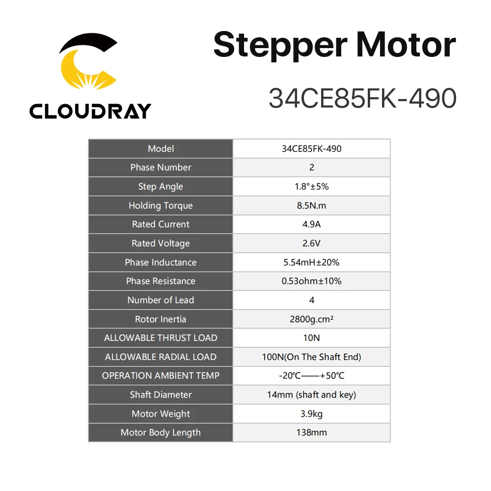 Imagem -05 - Cloudray-nema 34 Kit de Motor de Passo Fechado Codificador 8.5n.m 4.9a 2080vac 24100 Driver Vdc Cabo Livre de 1.5m