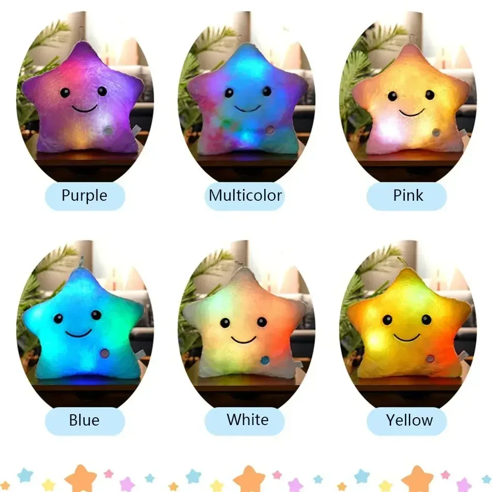 Estrela eletrônica brinquedo de pelúcia recheado macio estrela travesseiro boneca led luz pelúcia brilhante macio boneca do bebê criança brinquedos presentes aniversário