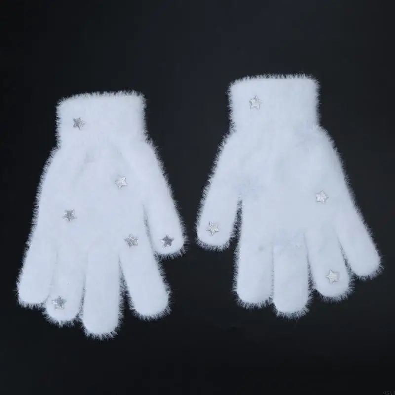 

95AE Girls Gloves Warm & Soft Plush Split Finger Gloves Lightweight Stay Warms & Fashionable Birthday Gift for Girlfriend