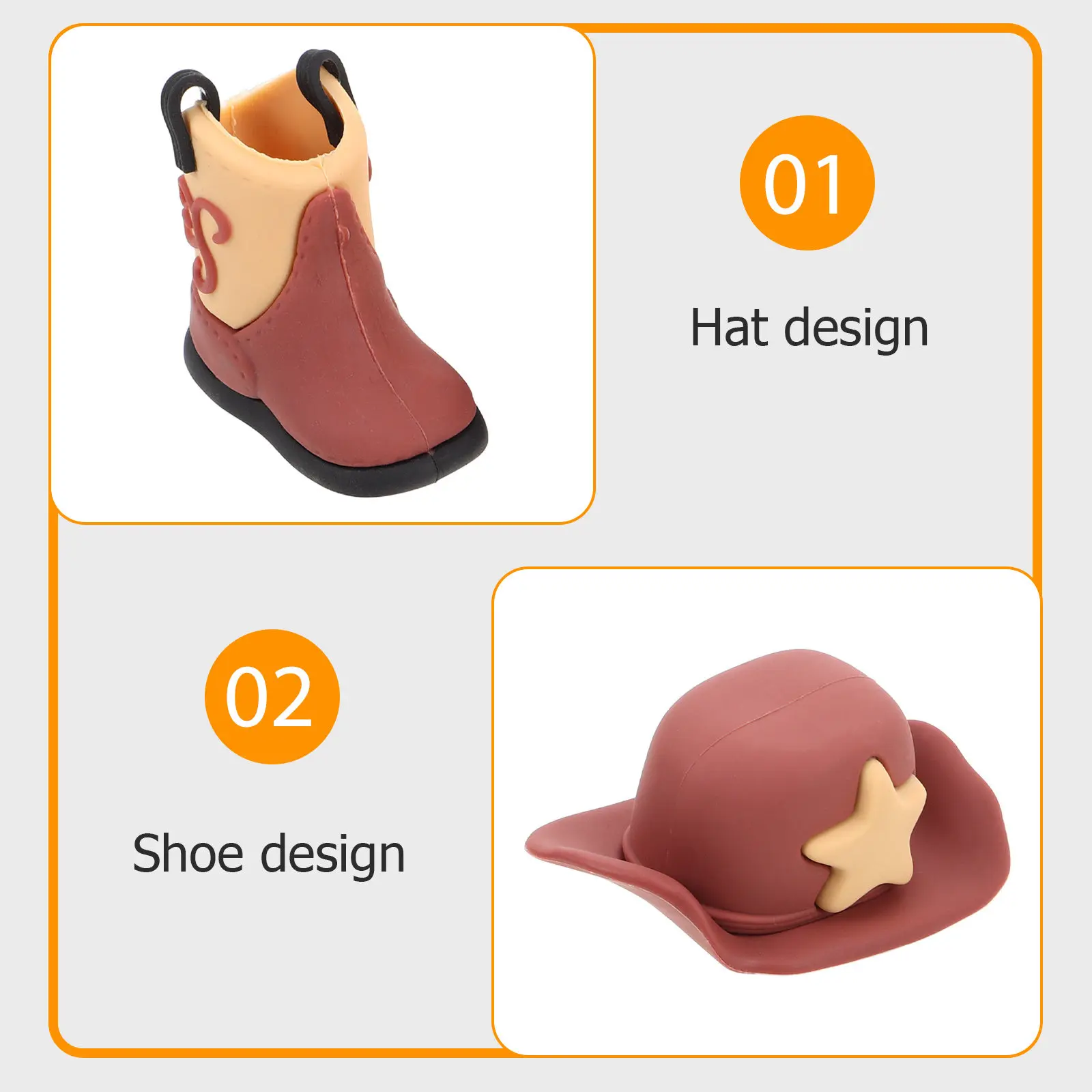 1Set Miniature Cowboy Hat and Boots Set Finely Crafted Soft Clay Western Cake Toppers Home Party Decor Cowboy Hat Ornament