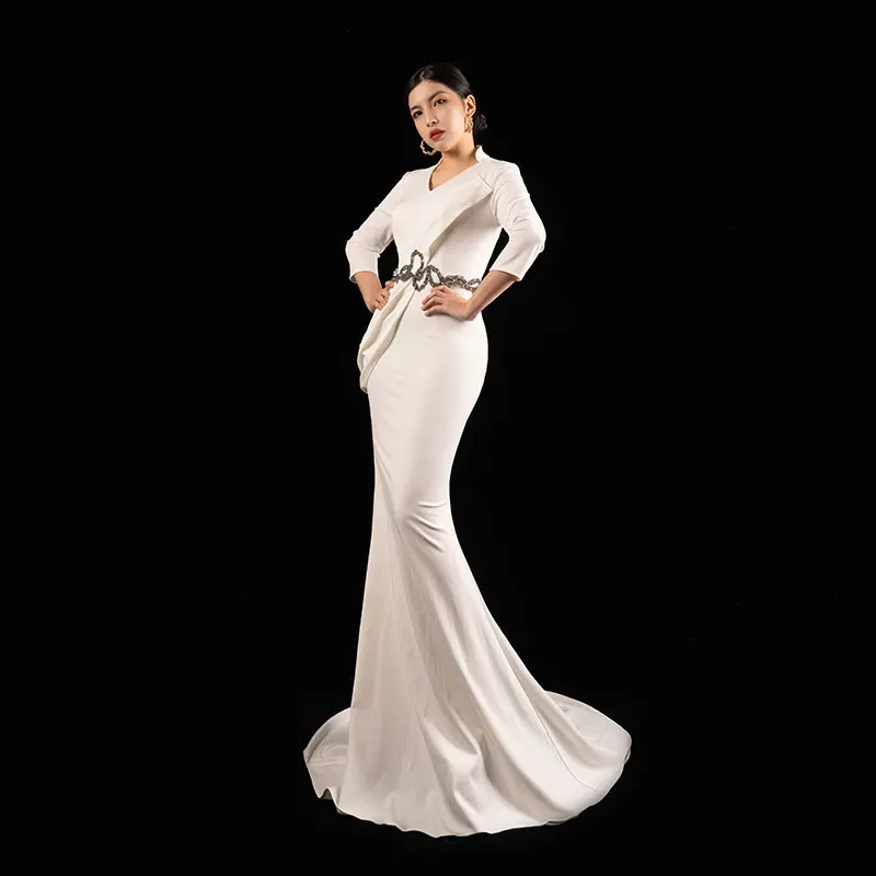 

Baisha Original Fashion Evening Dress Simplicity Gown For Women Party New Long Host Mermaid Dress H438 فساتين سهرة