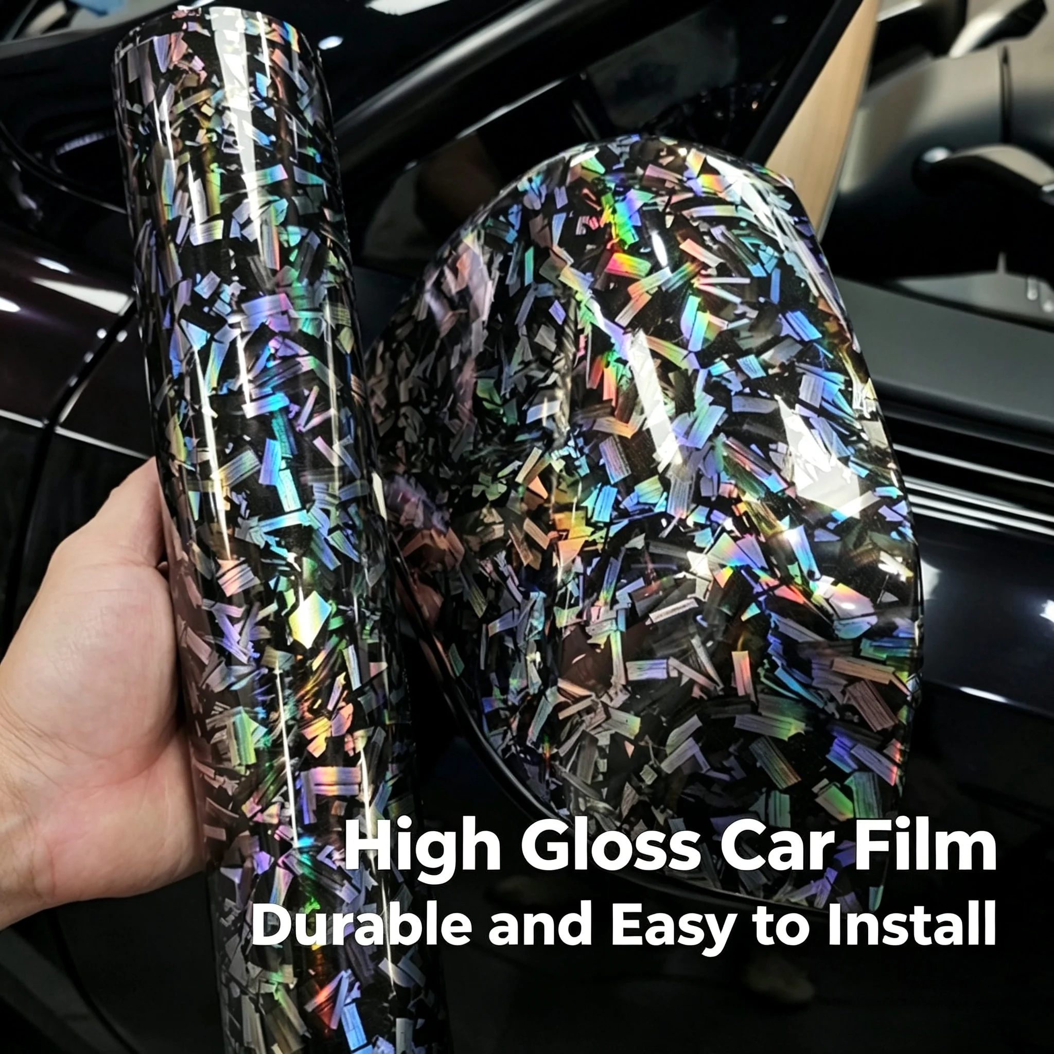 High Gloss Laser Flower Carbon Silver Automotive Sticker for Car Car Tuning Stickers Film Wrapping Vinyl Wrap Decals for Vehicle