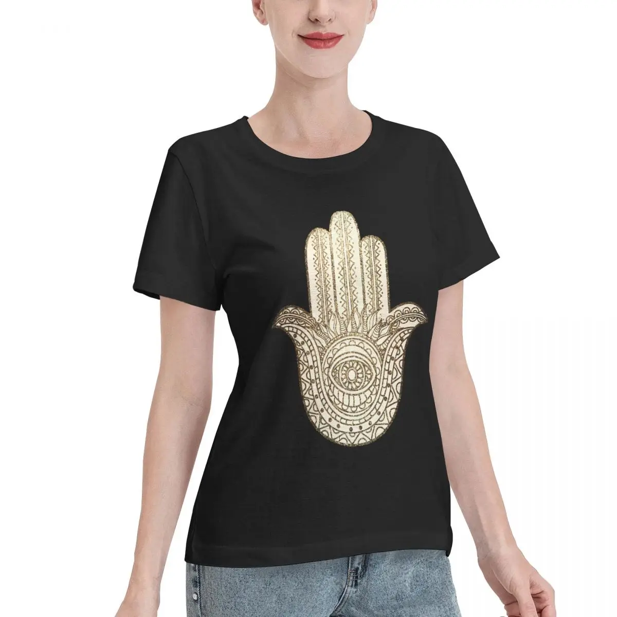 All Body Type Golden Hamsa Hand Women's T-shirt Ootd Comfy Daily Top
