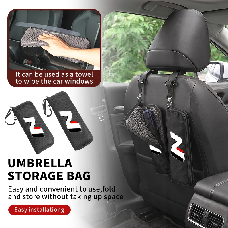 Car Umbrella Storage Bag Multi-Function Brolly Pouch Towel Clean Tools For Hyundai I30 I20 IX35 I40 Tucson Getz Veloster Kona El