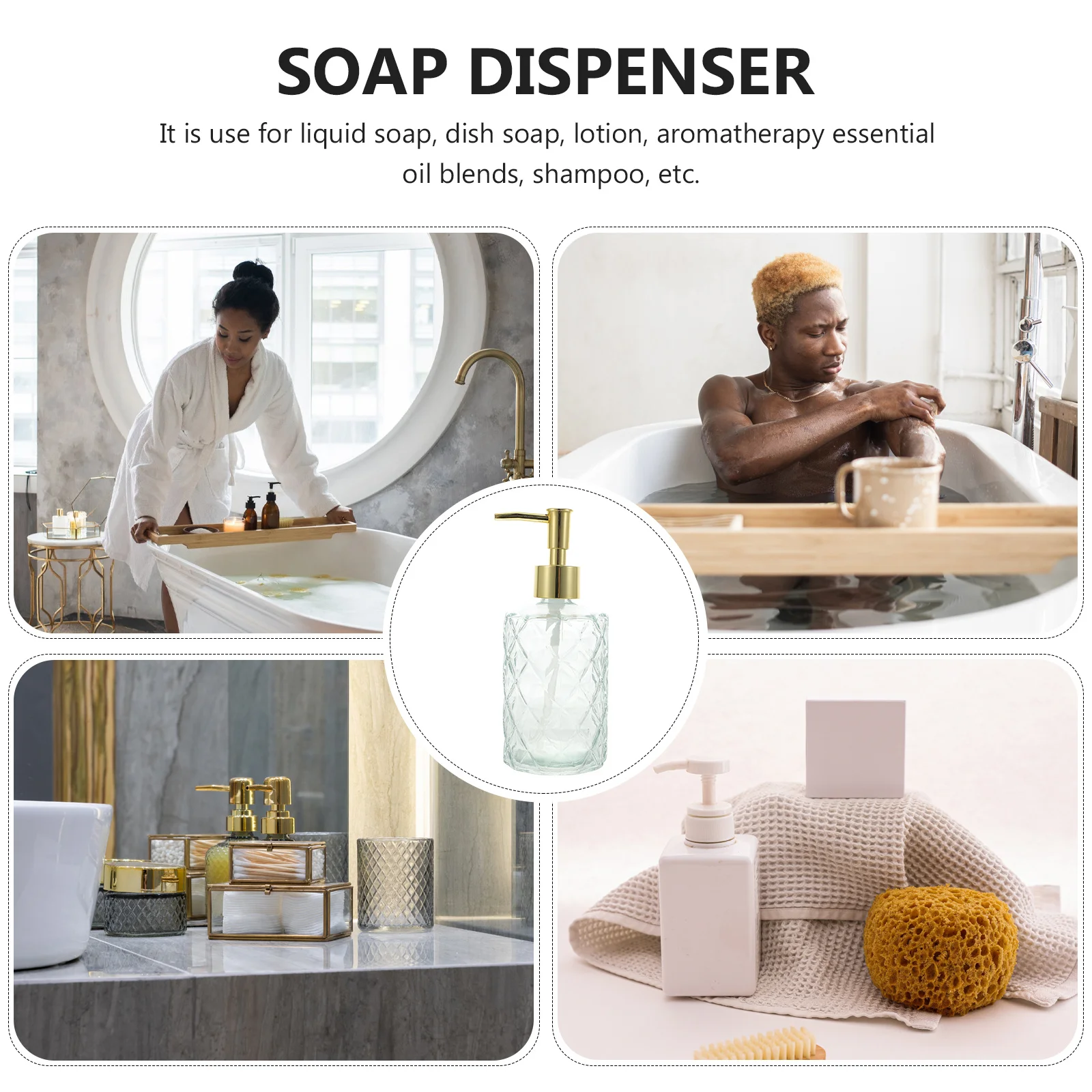 

Glass Bottle Reusable Shampoo Bottles Dispenser with Pump and Conditioner Empty Lotion for Bathroom Liquid Liquids