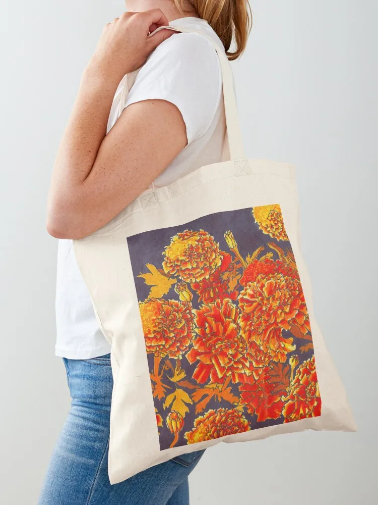 

Marigolds Tote Bag custom fabric bag Cloth bags custom canvas bag Big women