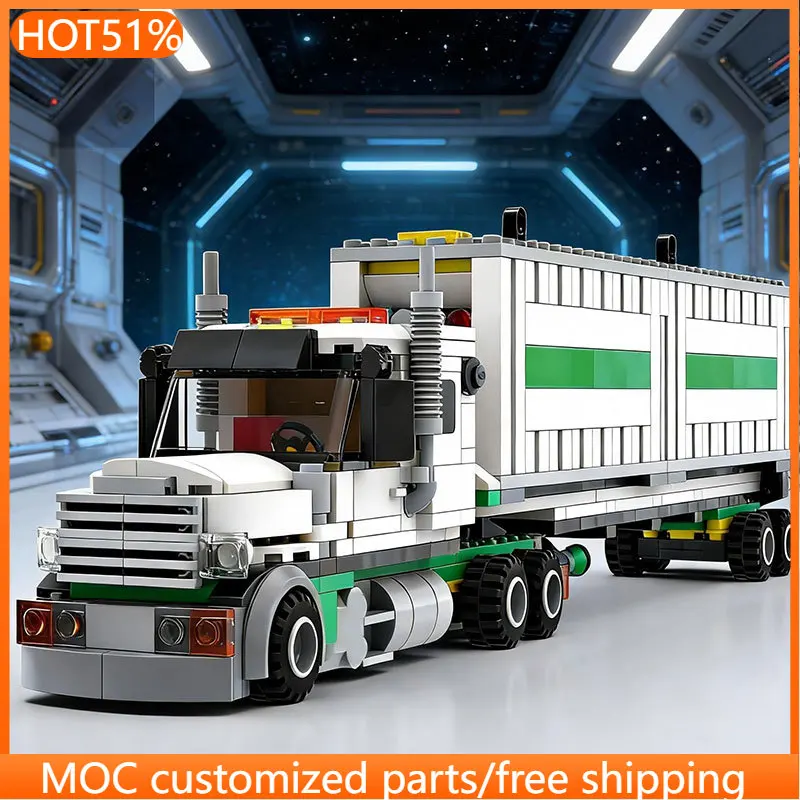 

487 PCS transport Air Cargo Truck Container Trailer MOC Customize Modular Building Block Simple Popular DIY Festival Toy Gift