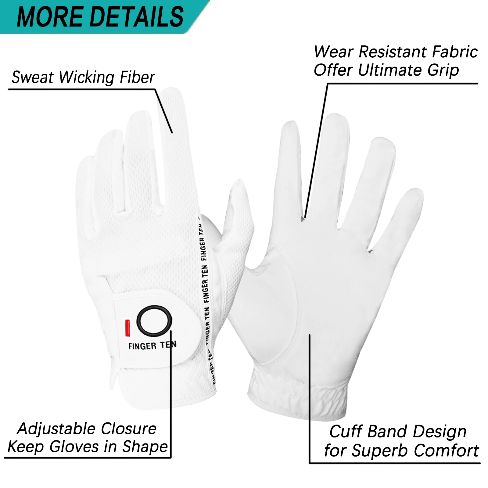 Men\'s Golf Glove Left Right Hand Hot Wet Weather No Sweat Rain Grip Gloves Black Gray White gant golf femme Drop Shipping