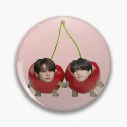Minsung Cherries  Soft Button Pin Creative Decor Cartoon Fashion Cute Women Badge Collar Hat Lapel Pin Jewelry Funny Lover