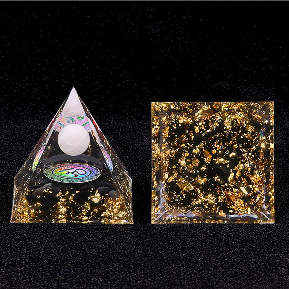 Crystal Agate 6cm5cm Pyramid Energy Generator Natural Amethyst Crushed Stone Drip Resin Chakra Home Office Desk Ornament Crafts