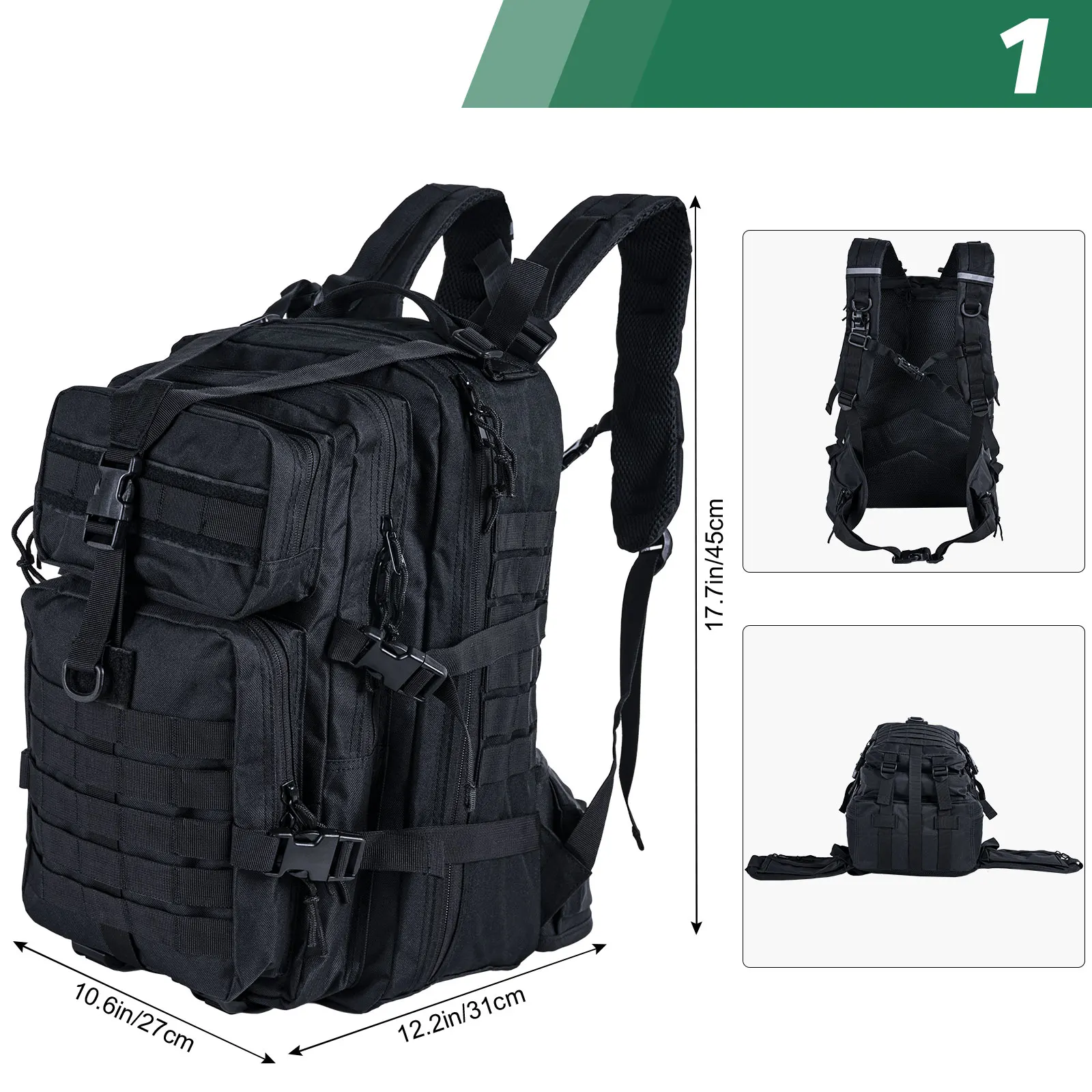 Tactical Backpack for Men Waterproof 45L Large Capacity Storage Hunting Camping Hiking Bags Outdoor Bug Rucksack Fishing Bags