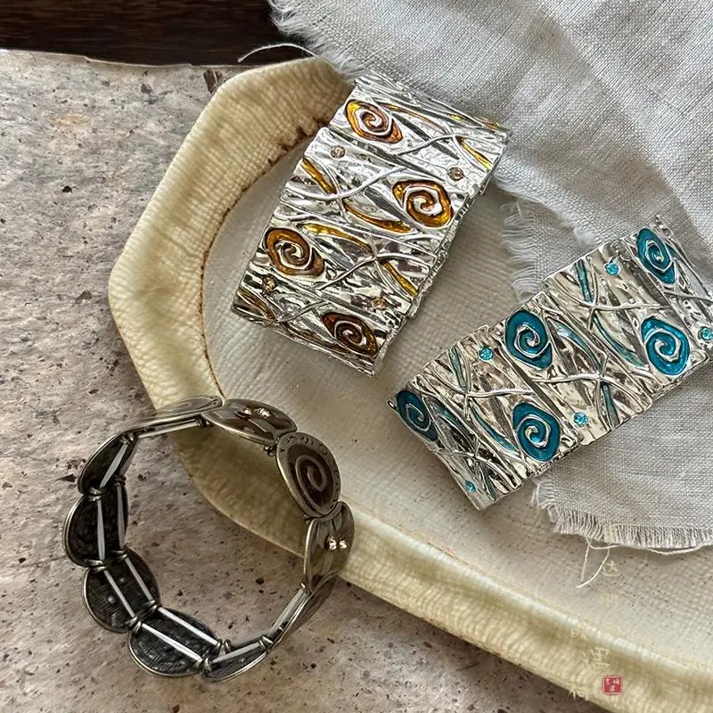 Y العصور الوسطى خمر الرجعية القديمة واسعة الحافة سوار الإناث المتخصصة تصميم شخصية الراقية اليد المجوهرات