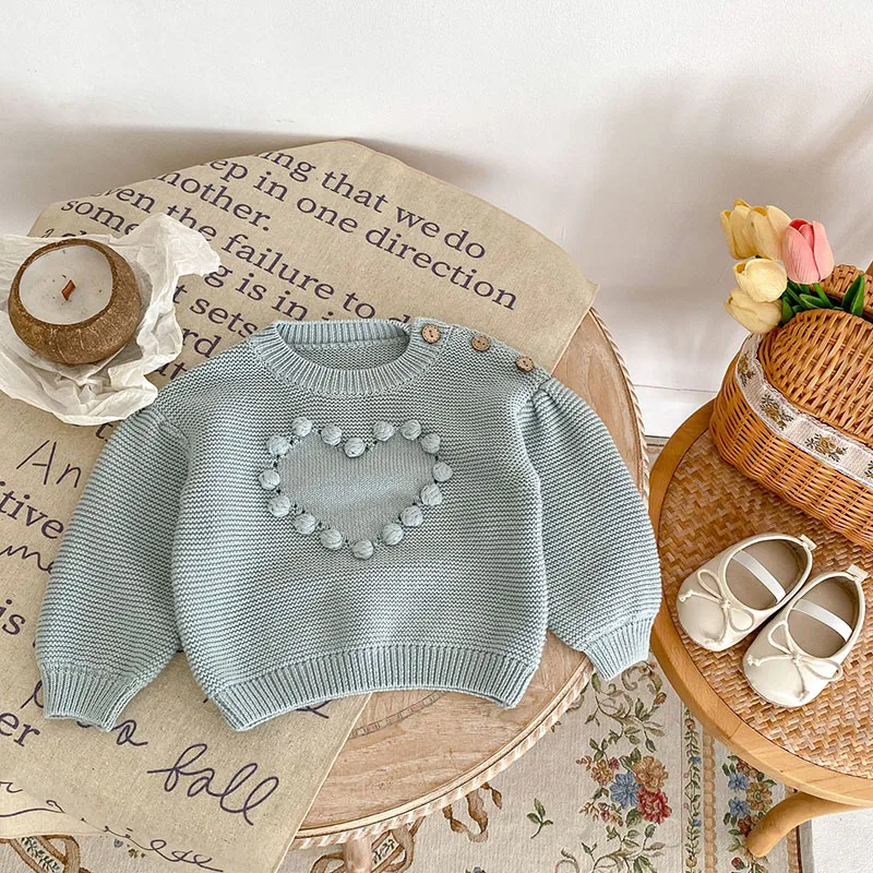 MILANCEL New Winter Baby Sweater Infant Cute Knitted Love Shirt Girls Tops